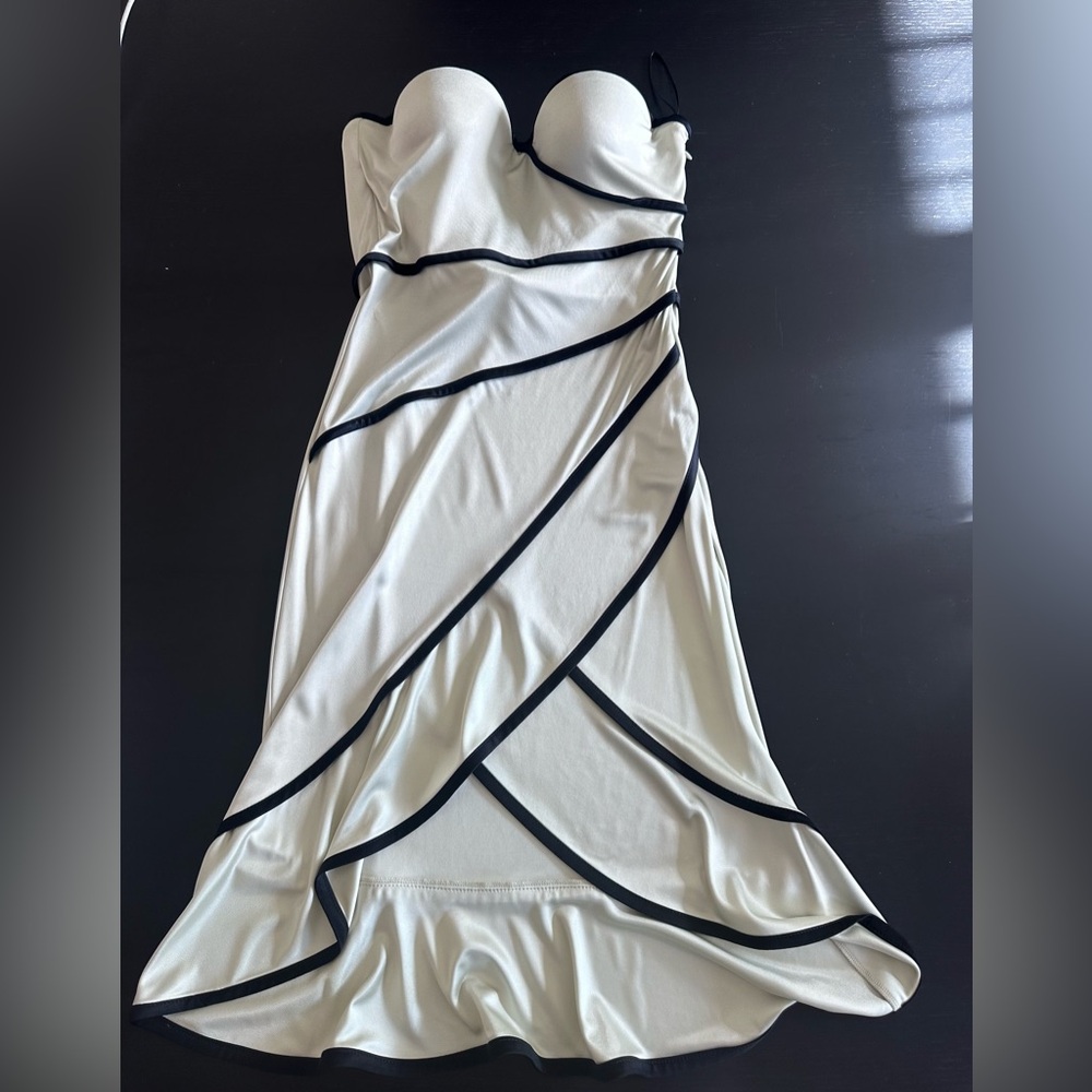 Emporio Armani Strapless Mint Dress with Black Trim